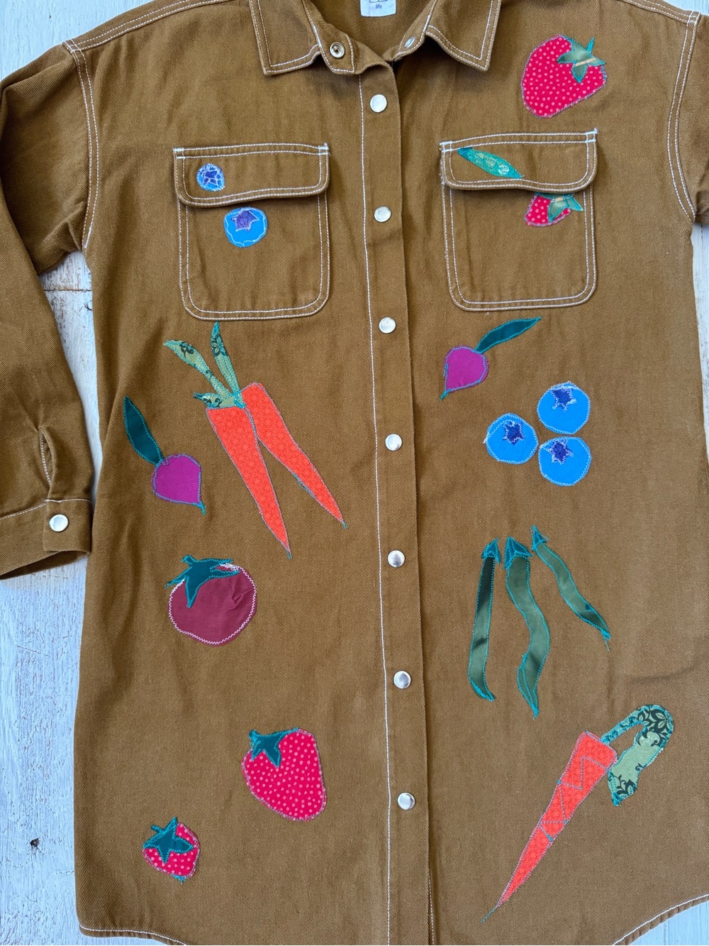Handmade Appliqué Workwear garden Jacket | One-of-a-Kind Wearable Art - Picture 6 of 6